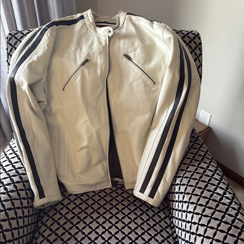 Stylish White and Black Men's Jacket